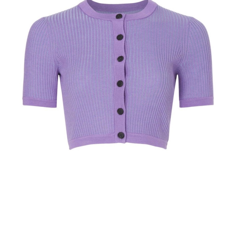 NAADAM Purple Short Sleeve Cardigan
